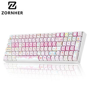 Teclado Mecánico Inalámbrico ZORNHER ZH100, 98% Rosa, con Teclado Numérico Cremoso, Diseño Gatito, para Juegos, Meow Meow Squad - Product Image 1