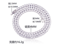 Collier tennis en acier inoxydable 316L argenté avec zircone cubique taille ronde sertie à griffes, fermoir boîte, collier ras du cou classique, bijoux pour femmes, vente en gros, personnalisé, OEM