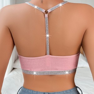 Nouveau soutien-gorge sans dos pour femme, style <span class=keywords><strong>gilet</strong></span>, avec encolure en dentelle et ruban argenté, à porter en extérieur, Sehe Fashion - Product Image 6