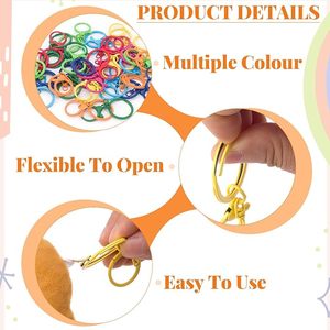 Anneau de porte-clés plat fendu de qualité supérieure, en acier inoxydable plaqué, avec fermoir mousqueton en métal, pour la fabrication de bijoux DIY - Product Image 4