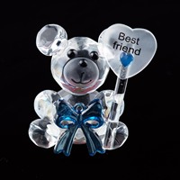 Adorable ours en verre cristal – Cadeau de naissance pour bébé garçon ou fille – Décoration de table – Fournitures pour fête prénatale