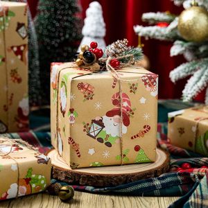 Kraft Gnome Santa Claus Design <b>Wrapping</b> <b>Paper</b> 17 In X 32.8 Ft Christmas Gift Wrap Mini Roll - Product Image 4