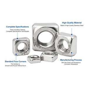 Prix d'usine en gros, écrous carrés en acier inoxydable 304 de haute qualité, métriques DIN557 M3 M4 M5 M6 M12, différentes tailles métriques - Product Image 4