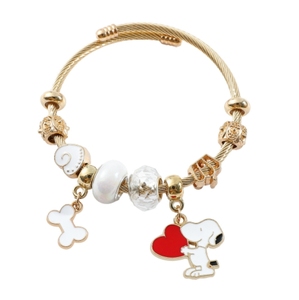 Bijoux de mode 2025, vente chaude, bracelet à breloques Snoopy en or pour enfants et femmes - Product Image 3