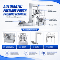 Machine d'emballage automatique rotative pour sachets préformés, avec peseuse multi-têtes, pour noix, fruits secs, snacks, boissons, remplissage et scellage Doypack