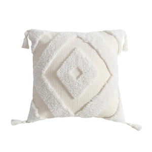 Housse de <span class=keywords><strong>coussin</strong></span> carrée de luxe moderne en coton brodé crème ivoire Innermor 2025 pour lit, bureau, maison, hôtel avec fermeture éclair - Product Image 5