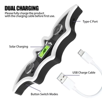 Lampe néon solaire sans fil en forme de chauve-souris pour voiture, lumière d'ambiance LED à ventouse, rechargeable par USB, effet respirant, lampe décorative