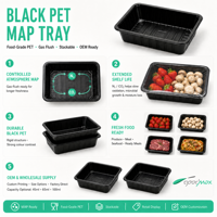 Herbruikbare, hitteverzegelbare PET MAP voedseltray, hoog-barrière PET verpakking voor verse producten