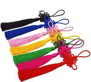 Mặt dây chuyền tua rua thắt nút Trung Quốc nhiều màu sắc, làm thủ công, dùng trang trí năm mới và làm đồ thủ công, tua rua nhỏ màu đỏ - Product Image 1