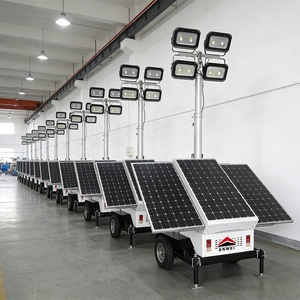 Tour d'éclairage <span class=keywords><strong>solaire</strong></span> mobile à large couverture, remorques lumineuses solaires à LED pour l'éclairage des parkings - Product Image 1