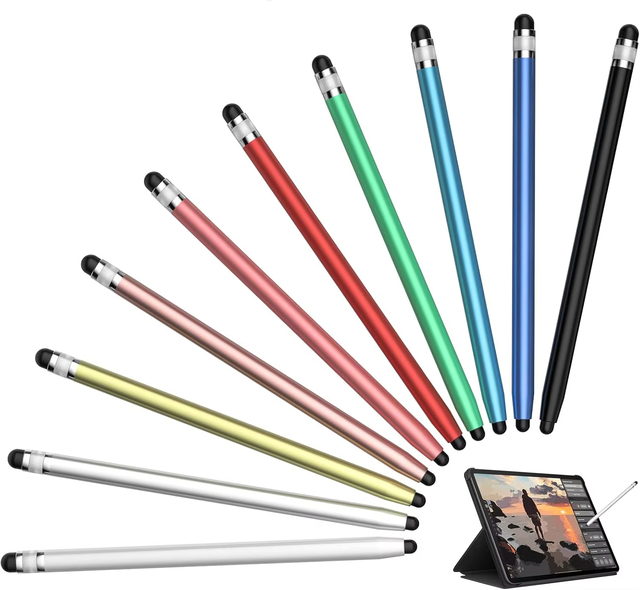 2 in 1 Dual Head Capacitive Stylus Pen Silicone Metal Tips Universal Touch Screen Pencil for iPad Android Phone Tablet
