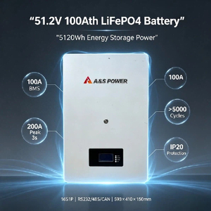 แบตเตอรี่เก็บพลังงานภายในบ้าน LiFePO4 51.2V 100Ah 10kWh ระบบพลังงานแสงอาทิตย์ติดผนัง IP20 16S1P - Product Image 2