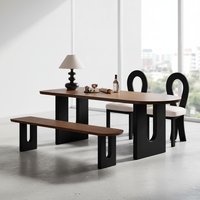 Table à manger ovale 4 places en bois massif de style médiéval français, mobilier de maison pour petit appartement, réception/négociation murale