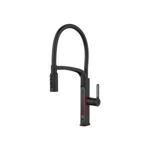 Robinet de cuisine à tirette gris anthracite en alliage de zinc, eau chaude et froide, trois sorties, robinet universel rotatif pour éviers et lavabos, vente en gros - Product Image 2