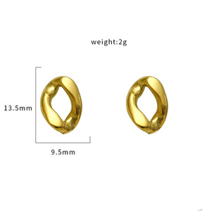 Geometric Stud Earrings Gold Stainless Steel Irregular Shape Fashion Jewelry Accessories - Product Image 4