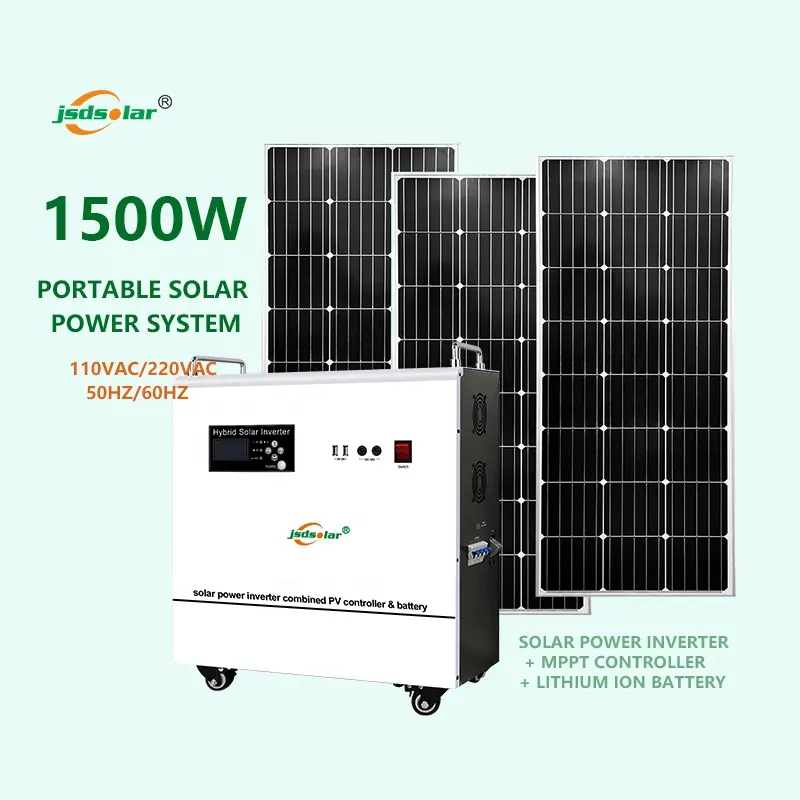 Vendita calda 1.5kw portatile off grid sistema di energia solare 1500w sistema di pannelli solari per il campeggio casa uso aziendale