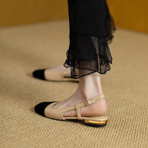 Factory Wholesale Summer New Retro One-button Back Empty Flat Pvc Flat <b>Sandals</b> for Ladies Shoes - Product Image 2