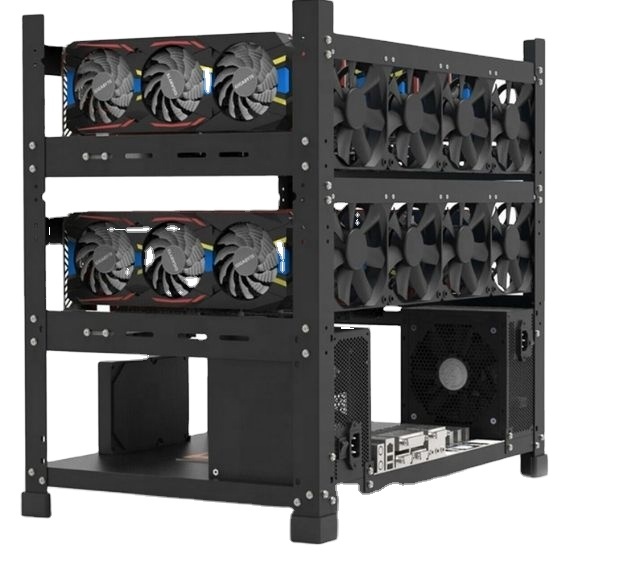 80mm 12 GPU Aluminum Stackable Open Air GPU Power Supply Frame Rig Case