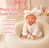 Poupée Reborn réaliste miniature de 6 pouces, en silicone solide, avec pyjama à oreilles de lapin, jouet compagnon mignon, cadeau pour filles et enfants