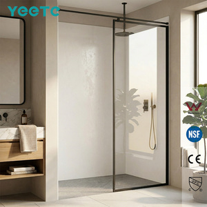 Porte de douche coulissante YEETE en chrome poli, verre trempé 6 mm, pour salle de bain moderne, vente en gros, stock pour revendeurs et showrooms - Product Image 1