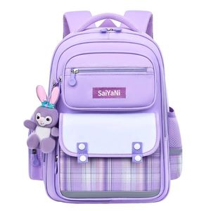 Mochila Escolar para Niñas de Primaria, Estilo Moderno, de 6 a 14 Años, Gran Capacidad, Material Oxford, Impermeable, Ligera, Diseño a Cuadros Curvado - Product Image 5