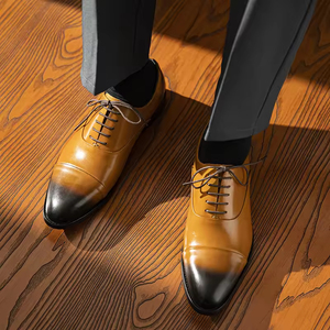 Chaussures habillées en cuir pour hommes de haute qualité, à bout fermé, respirantes, à lacets, haut de gamme, fabriquées à la main, décontractées et intemporelles - Product Image 5