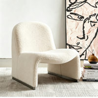 Fauteuil d'appoint moderne nordique en bouclette Teddy, chaise de loisirs minimaliste en forme de colline pour salon, chambre et balcon