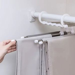 Wholesale 5In1 Magic Stainless Steel Foldable Multi-functional Convenient Pant Rack Hangers Tie Hanger <b>Shelves</b> <b>Bedroom</b> Closet - Product Image 6