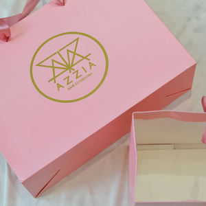 Sacs en papier cosmétiques de luxe personnalisés avec logo privé, sacs cadeaux recyclables, sacs de shopping avec ruban, fabriqués en carton - Product Image 3