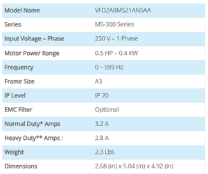 Variador de Frecuencia Variable VFD2A8MS21ANSAA, 0.4kW, 230V, Monofásico, Serie MS300, IP20, Automatización Industrial - Product Image 6