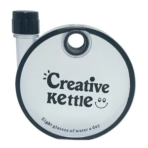 Bottle 350ml Creative Kettle Custom Logo Bpa Free Flat Frosted Plastic Round Bottle