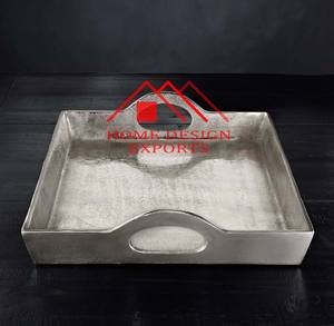 Dernier design de plateau de service en aluminium de forme rectangulaire pour décoration de centres de table de mariage Offre Spéciale aluminium nickelé - Product Image 4