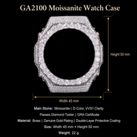 Montre classique G-Shock GA2100 Iced Out VVS Moissanite avec boîtier en laiton et lunette entièrement pavée, style Bussdown, bijoux Hip Hop pour hommes