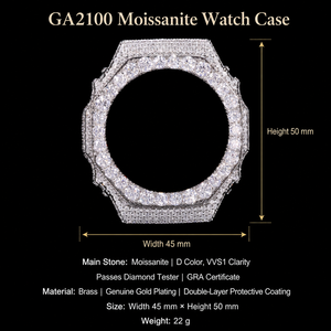 Montre classique <span class=keywords><strong>G</strong></span>-<span class=keywords><strong>Shock</strong></span> GA2100 Iced Out VVS Moissanite avec boîtier en laiton et lunette entièrement pavée, style Bussdown, bijoux Hip Hop pour hommes - Product Image 3