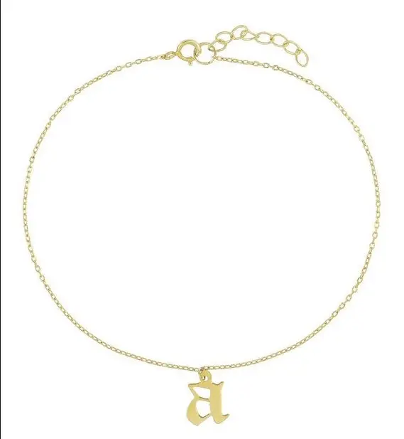 Inspire Jewelry Original anklet pure gold plated silver celebrity style gothic personalized bracelet old english initial charm