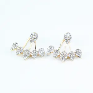 Explosion models wholesale elegant simple full diamond leaf drop jewelry earrings