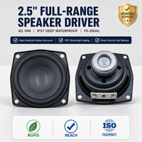 Haut-parleur carré large bande de 2,5 pouces, 4 ohms 10 W, avec contour en caoutchouc à arc frontal et double aimant interne en néodyme, pour appareils portables Bluetooth