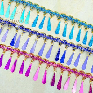 Hiasan Pesta Natal DIY, Renda Payet Dekoratif Merah Hijau Biru, Glitter Payet, Rumbai Manik-Manik, Pita Kostum - Product Image 3