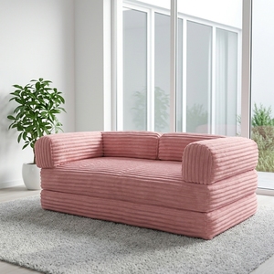 JISI Convertible Reclining Portable Living Room Pink Cloud Lazy <strong>Sofa</strong> Bed <strong>Foldable</strong> Corduroy <strong>Floor</strong> Sleeper <strong>Sofa</strong> - Product Image 2