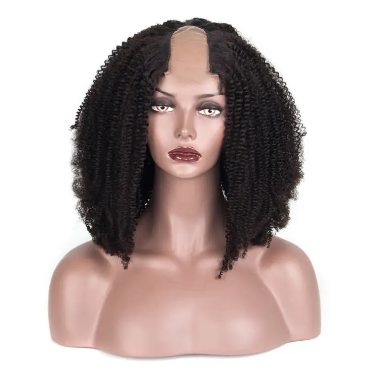 250% Density U Part Wig Human Hair Wigs Curly Brazilian Remy Hair Machine Made Wigs Right Or Left Or Middle Afro Kinky Curly