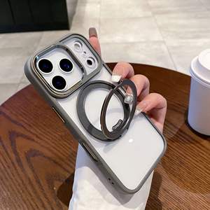 Custodia per telefono più alta con rotazione 360 ad anello magnetico supporto custodia trasparente telaio in metallo con linea d'<span class=keywords><strong>oro</strong></span> per <span class=keywords><strong>IPhone</strong></span> 17 <span class=keywords><strong>Pro</strong></span> <span class=keywords><strong>Max</strong></span> - Product Image 3