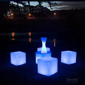 Cube Light 16 Colors Rechargeable Led Chair Counter Stool Hookah Lounge Furniture Seating