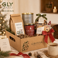 Boîte d'emballage cadeau personnalisée pour les fêtes, plateau en papier kraft pour café, biscuits, collations, panier de Noël, vente en gros OEM