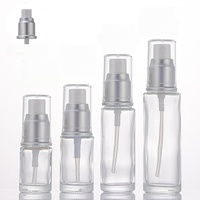 Flacon diffuseur en verre givré or/argent transparent de 15/20/30/50 ml, vide, pour sérum de soin, crème visage, lotion, avec pompe ou vaporisateur