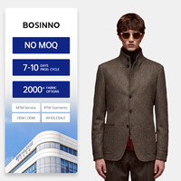 Veste de costume homme chinoise moderne ultra-fine en mélange de laine, col montant arrondi, simple boutonnage