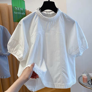 Chemisier plissé ample et amincissant à manches courtes pour femme, nouvelle collection été 2026, vente en gros pour boutiques - Product Image 1