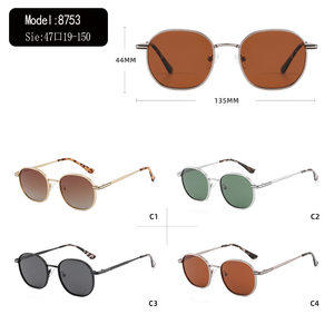 Gafas de Sol Ovaladas de Metal con Lentes Degradados Marrones, Estilo Retro, Unisex, Protección Solar - Product Image 3