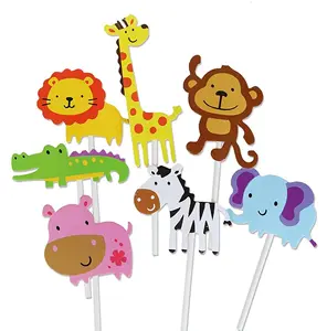 Party Cake Topper Paper Forest Animals Cake Toppers Woodland Theme Cupcake Toppers Picks Kids Birthday Decor