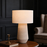 Ensemble de lampes de table LED en céramique écologiques de luxe, design farmhouse blanc beige, abat-jour en tissu multicolore, blanc chaud 2700K, DIY 50000