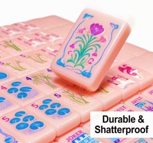 Juego de Mahjong Infantil al por Mayor, Estilo Americano, Color <span class=keywords><strong>Rosa</strong></span>, Ecológico y de Lujo, con Diseño Floral, Fichas de Acrílico - Product Image 5